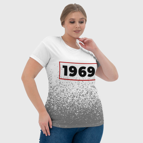 Женская футболка 3D с принтом 1969 - в красной рамке на светлом, фото #4