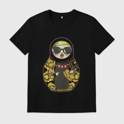 Мужская футболка хлопок Современная матрешка с собачкой