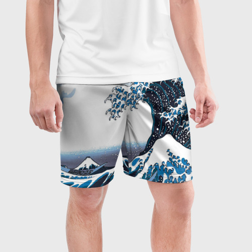 Мужские шорты спортивные Цунами в Японии, цвет 3D печать - фото 3