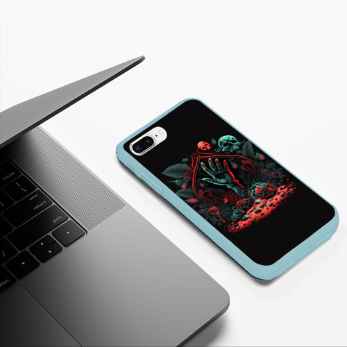 Чехол для iPhone 7Plus/8 Plus матовый Рука зомби из могилы, цвет мятный - фото 5