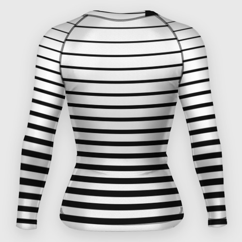 Женский рашгард 3D с принтом Черно белый полосатый фон, вид сзади #1