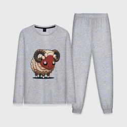 Мужская пижама с лонгсливом хлопок Сюрреалистичный, кудрявый баран