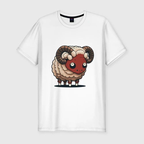 Мужская футболка хлопок Slim Сюрреалистичный, кудрявый баран