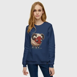 Женский свитшот хлопок Сюрреалистичный, кудрявый баран - фото 2