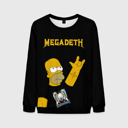 Мужской свитшот 3D Megadeth Гомер Симпсон рокер, цвет черный