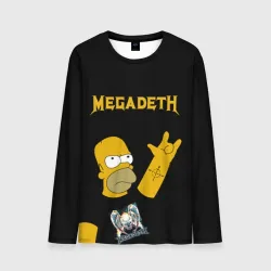 Мужской лонгслив 3D Megadeth Гомер Симпсон рокер
