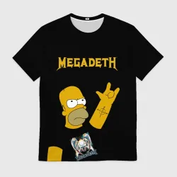 Мужская футболка 3D Megadeth Гомер Симпсон рокер