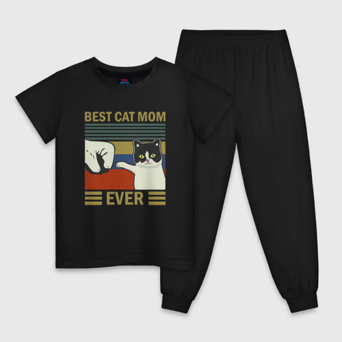 Детская пижама хлопок Лучшая мама котика на свете, цвет черный