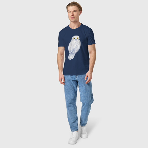 Мужская футболка хлопок с принтом Белая полярная сова, вид сбоку #3