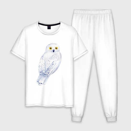 Мужская пижама хлопок Белая полярная сова, цвет белый