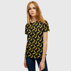Женская футболка 3D Бананы паттерн на чёрном фоне - фото 2