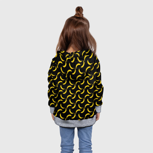 Детская толстовка 3D Бананы паттерн на чёрном фоне, цвет меланж - фото 5