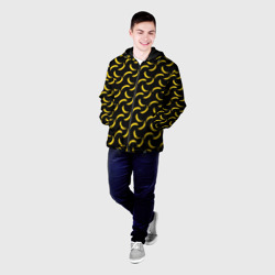 Мужская куртка 3D Бананы паттерн на чёрном фоне - фото 2