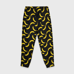 Бананы паттерн на чёрном фоне  – Детские брюки 3D с принтом купить