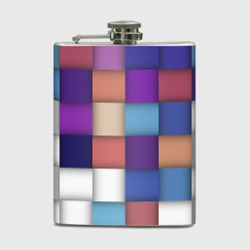 Геометрическое множество разноцветных квадратов – Фляга с принтом купить