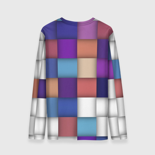 Мужской лонгслив 3D с принтом Геометрическое множество разноцветных квадратов, вид сзади #1