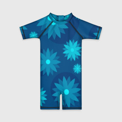 Узор из синих цветов  – Детский купальный костюм 3D с принтом купить