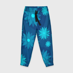 Узор из синих цветов  – Детские брюки 3D с принтом купить