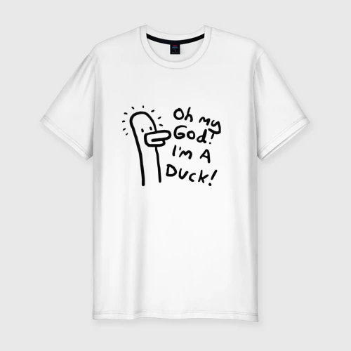 Мужская футболка хлопок Slim Oh my god, i'm duck - joke
