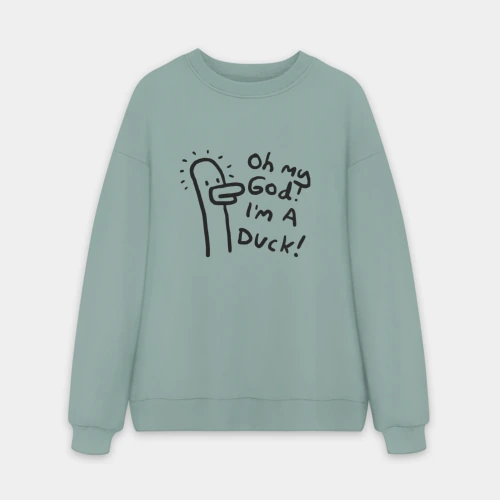 Мужской свитшот oversize без начеса хлопок Oh my god, i'm duck - joke