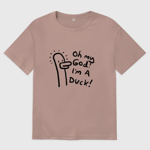 Мужская футболка хлопок Oversize Oh my god, i'm duck - joke