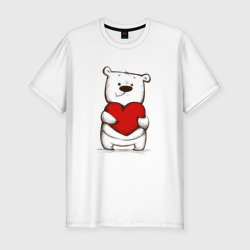 Мужская футболка хлопок Slim Милый мишка с сердцем