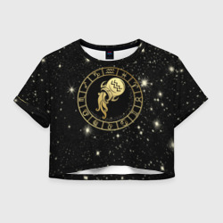 Женская футболка Crop-top 3D Знак Водолея на звездном небе