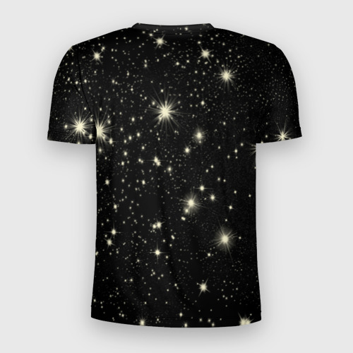 Мужская футболка 3D Slim с принтом Знак Водолея на звездном небе, вид сзади #1