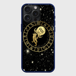 Чехол силиконовый для Apple iPhone 15 Pro Мax матовый Знак Водолея на звездном небе
