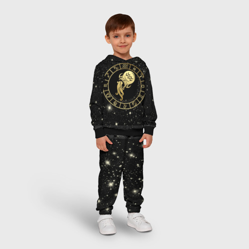 Детский костюм с толстовкой 3D Знак Водолея на звездном небе, цвет черный - фото 3