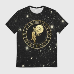 Мужская футболка 3D Знак Водолея на звездном небе