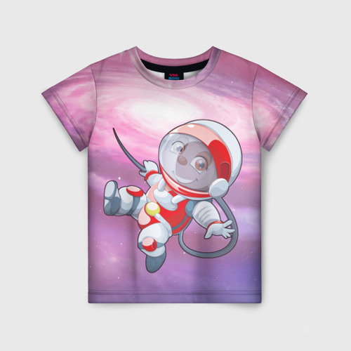Детская футболка 3D с принтом Обезьянка в космосе, вид спереди #2