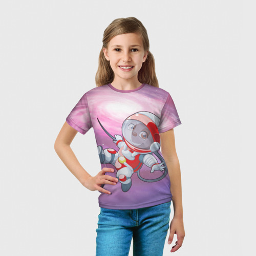 Детская футболка 3D с принтом Обезьянка в космосе, вид сбоку #3