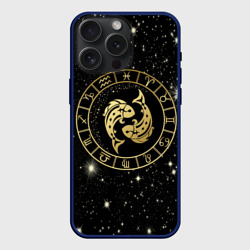Чехол силиконовый для Apple iPhone 15 Pro Мax матовый Знак Рыбы на звездном небе