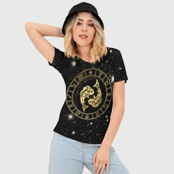 Женская футболка 3D Slim Знак Рыбы на звездном небе - фото 2