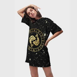 Платье-футболка 3D Знак Рыбы на звездном небе - фото 2