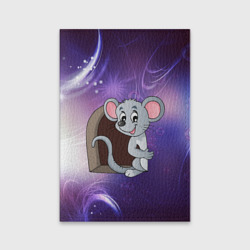 Обложка для паспорта матовая кожа Мышонок в космосе