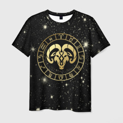Мужская футболка 3D Знак Овен на звездном небе