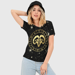 Женская футболка 3D Slim Знак Овен на звездном небе - фото 2