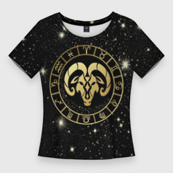 Женская футболка 3D Slim Знак Овен на звездном небе