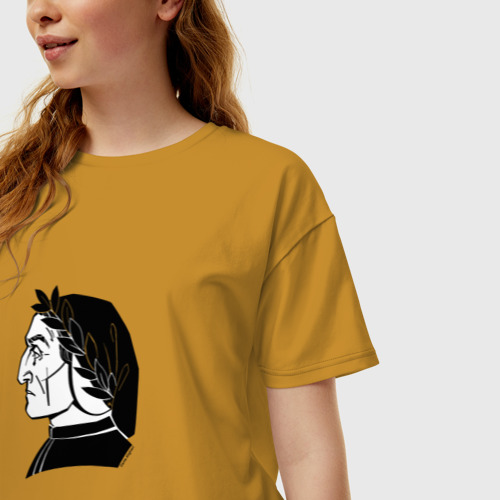 Женская футболка хлопок Oversize с принтом Данте Алигьери, графический портрет, фото на моделе #1