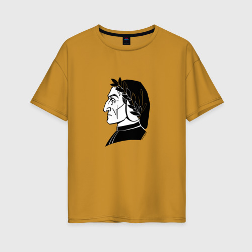 Женская футболка хлопок Oversize с принтом Данте Алигьери, графический портрет, вид спереди #2