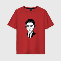 Женская футболка хлопок Oversize Франц Кафка, графический портрет