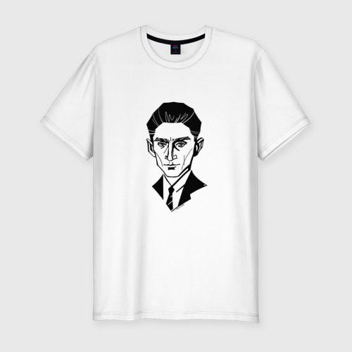 Мужская футболка хлопок Slim Франц Кафка, графический портрет, цвет белый