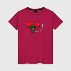 Cердце и ключ bdsm – Женская футболка хлопок с принтом купить