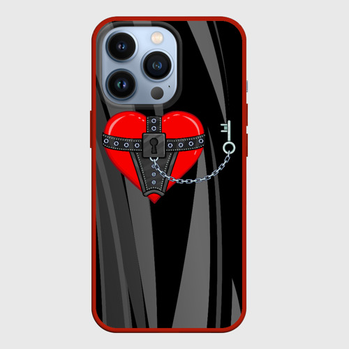 Чехол для iPhone 13 Pro Сердце и ключ BDSM, цвет красный
