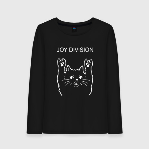 Женский лонгслив хлопок Joy Division рок кот, цвет черный