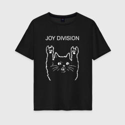 Женская футболка хлопок Oversize Joy Division рок кот