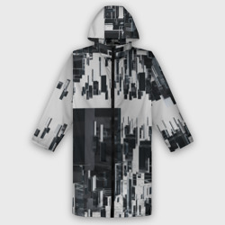 Геометрическое множество объёмных чёрно-белых фигур – Дождевик унисекс 3D с принтом купить