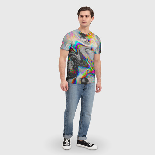 Мужская футболка 3D с принтом Abstract digital, вид сбоку #3